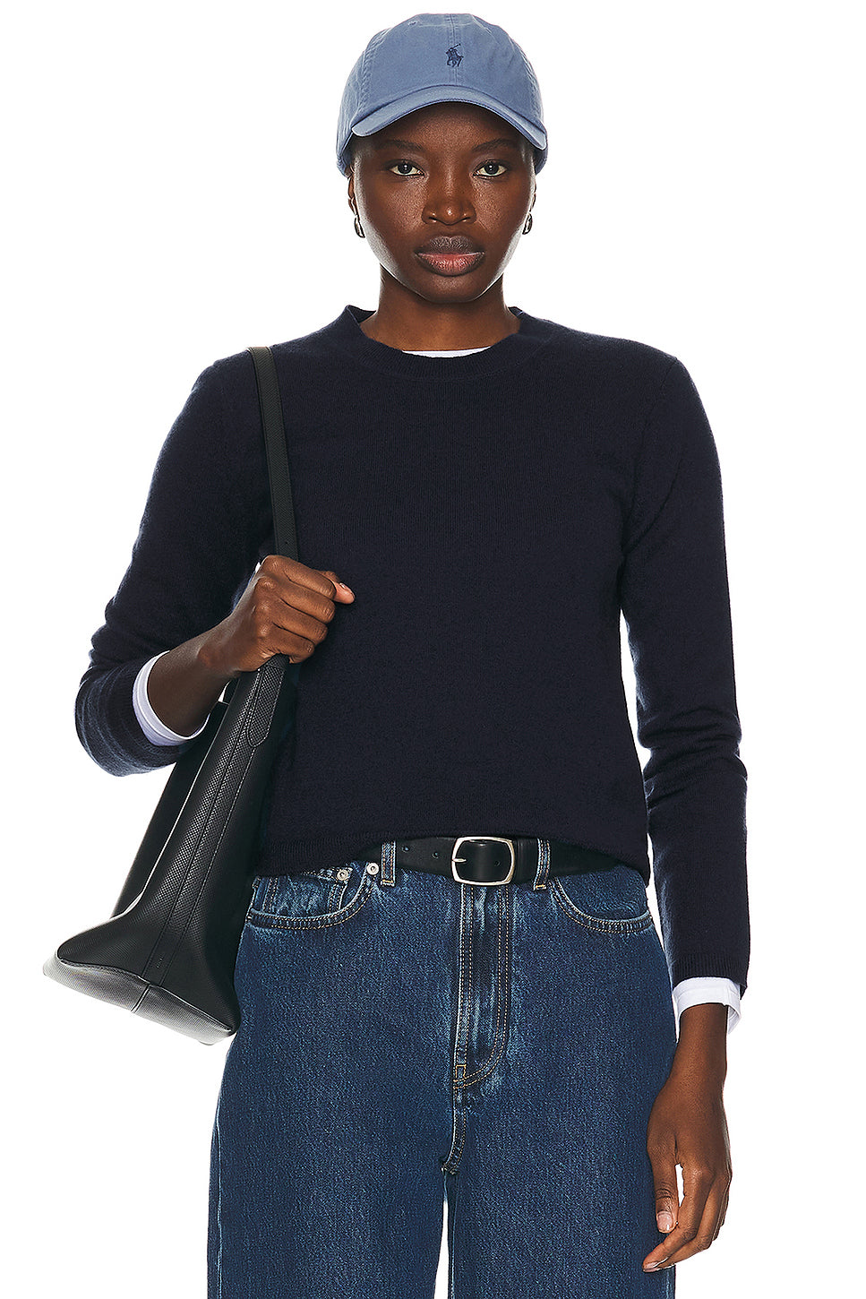 Shrunken Crew Sweater in Navy