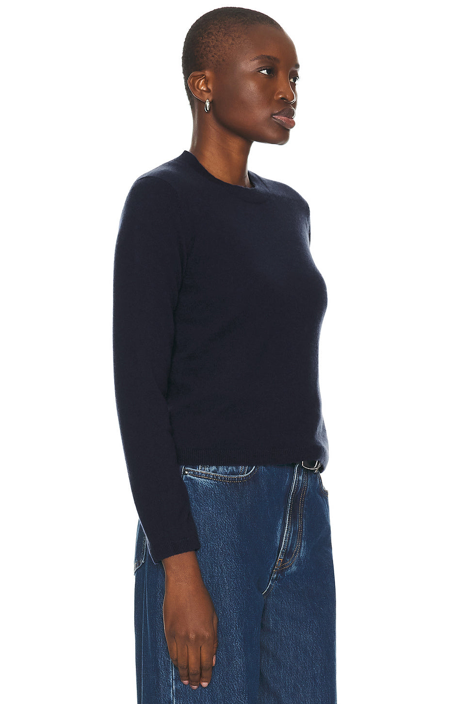 Shrunken Crew Sweater in Navy