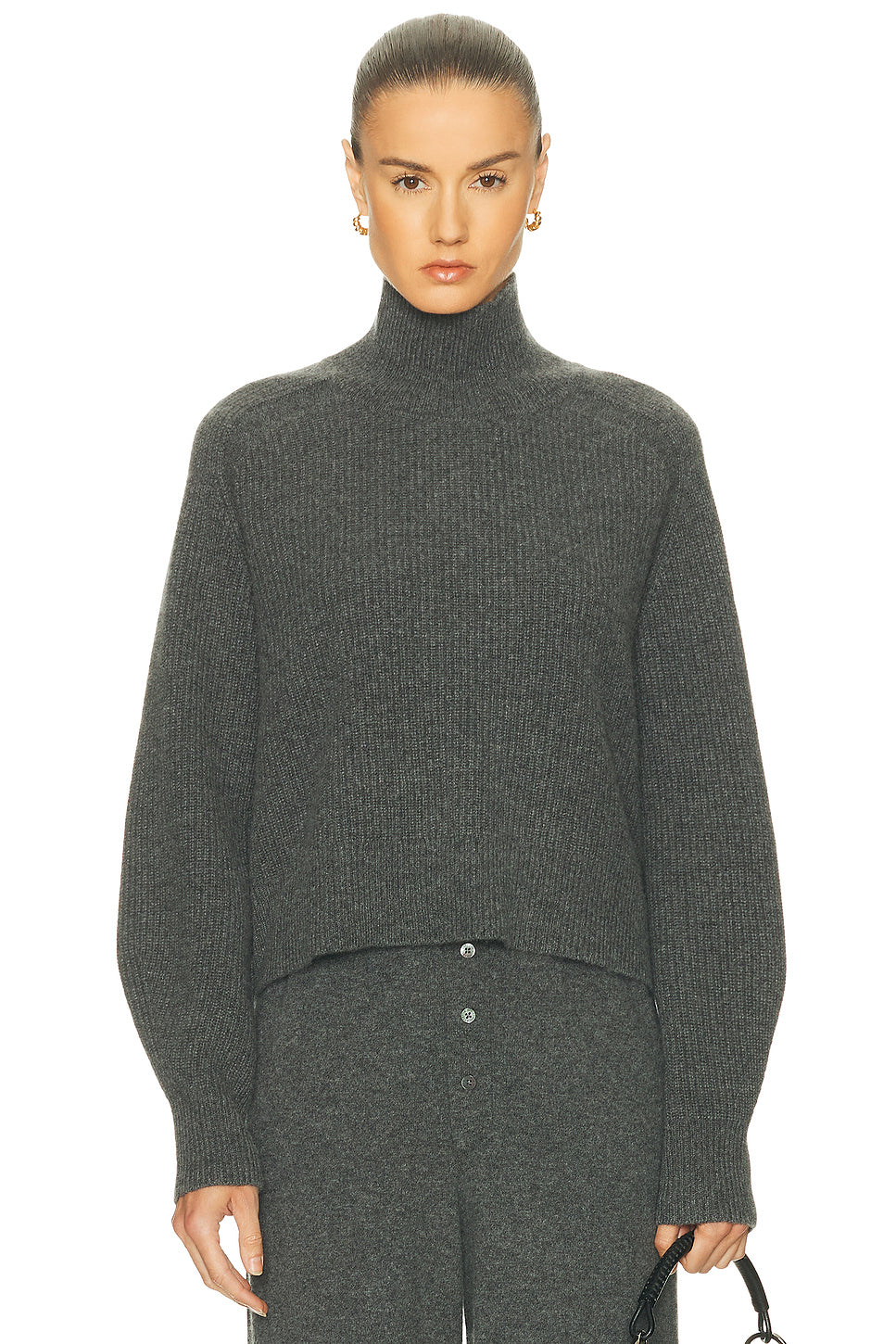 Cropped Rib Turtleneck Sweater