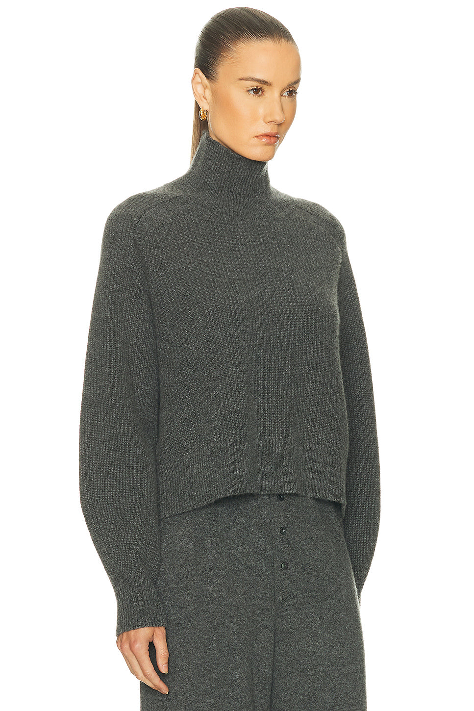 Cropped Rib Turtleneck Sweater