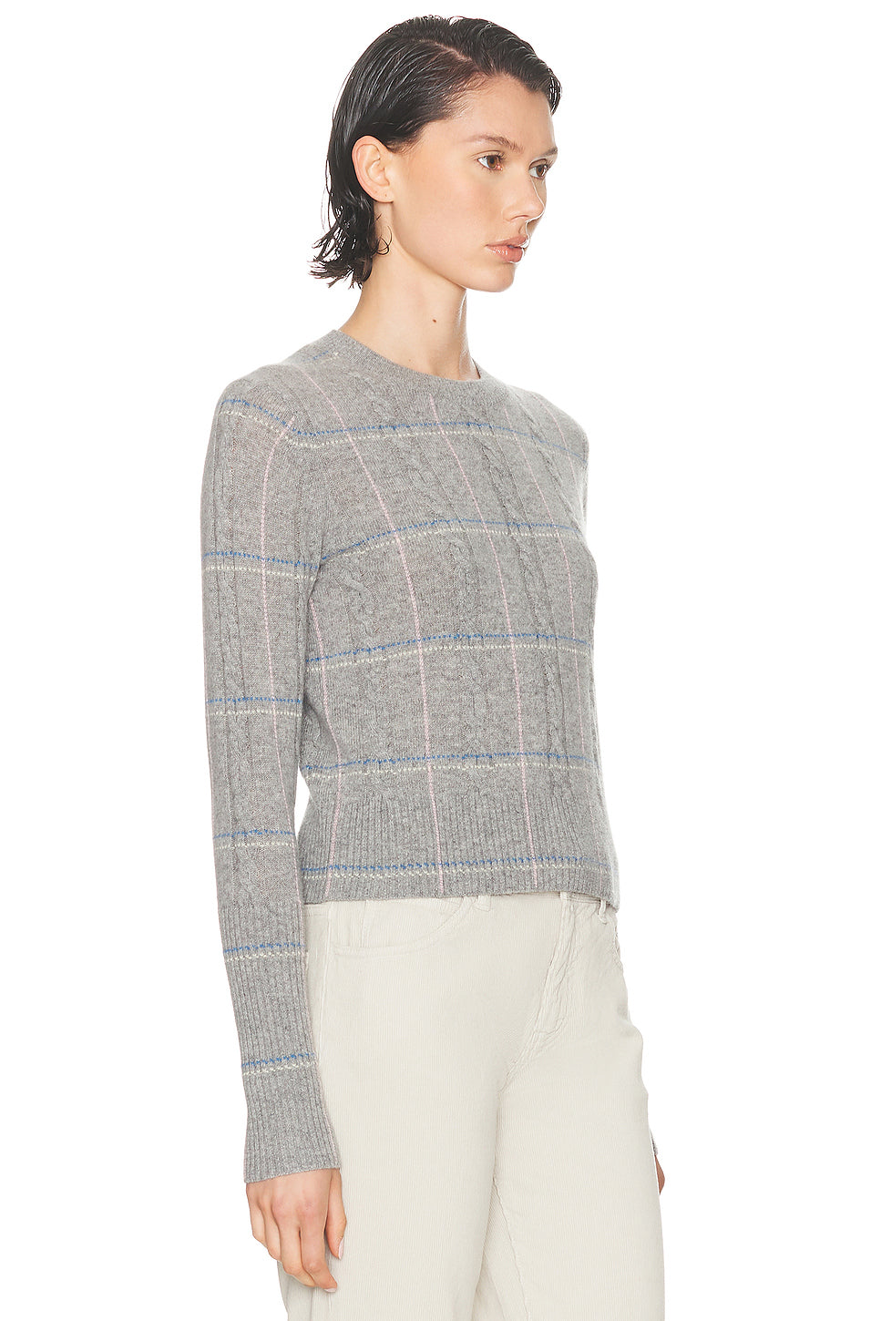 Shrunken Check Crewneck Sweater