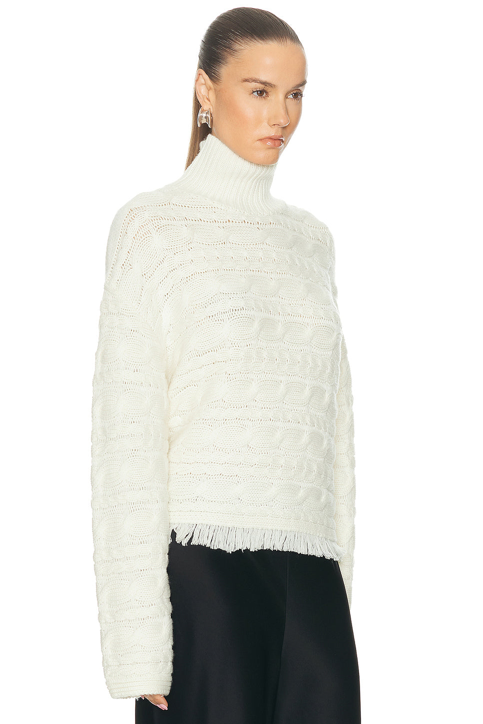 Cropped Cable Turtleneck Sweater