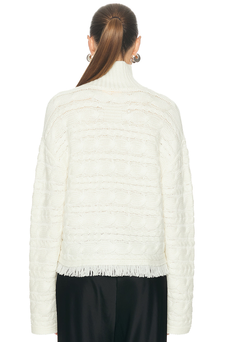 Cropped Cable Turtleneck Sweater