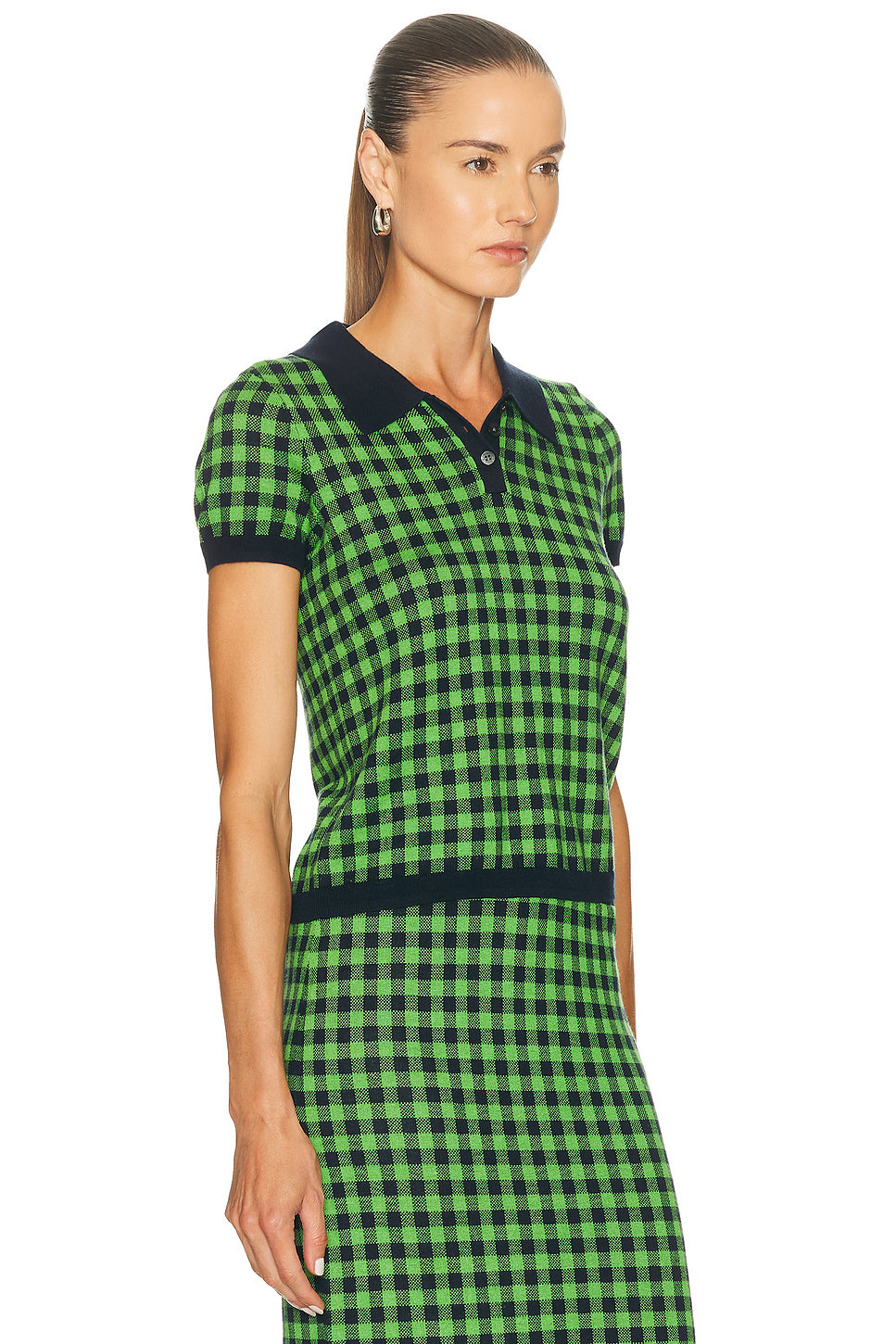 Gingham Shrunken Polo Top