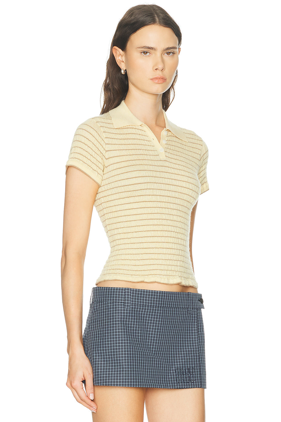 Smocked Shrunken Polo Top