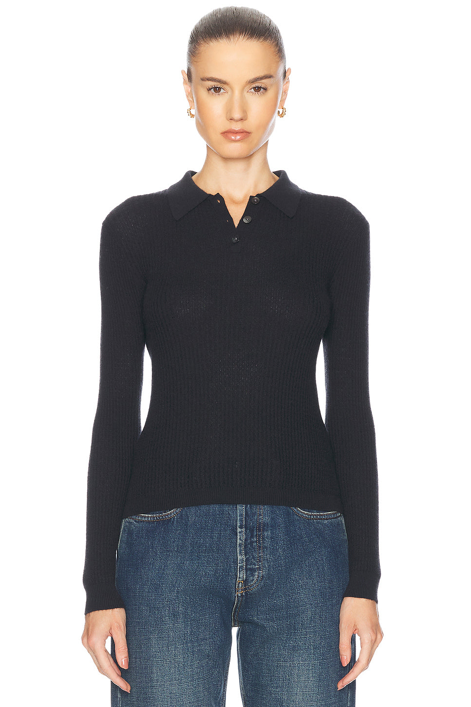 Long Sleeve Shrunken Polo Top