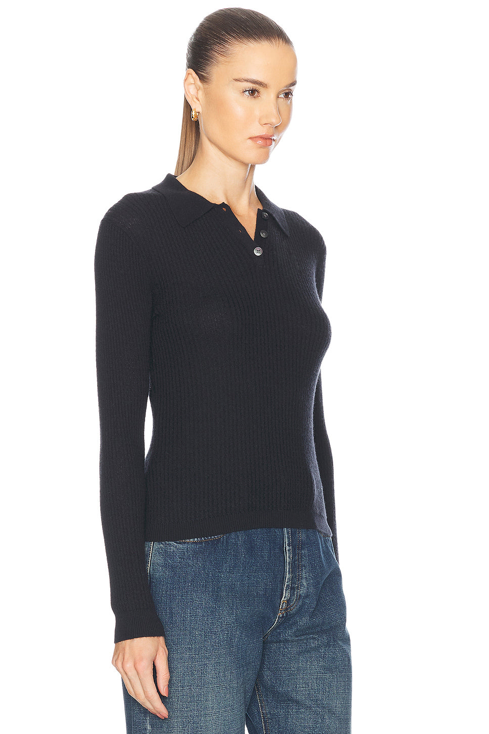Long Sleeve Shrunken Polo Top