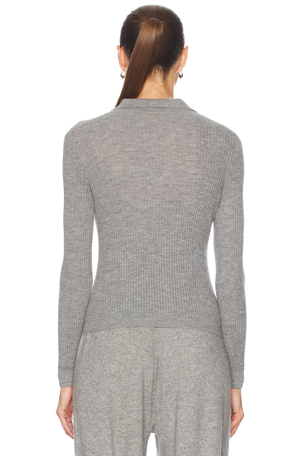 Long Sleeve Shrunken Cashmere Polo