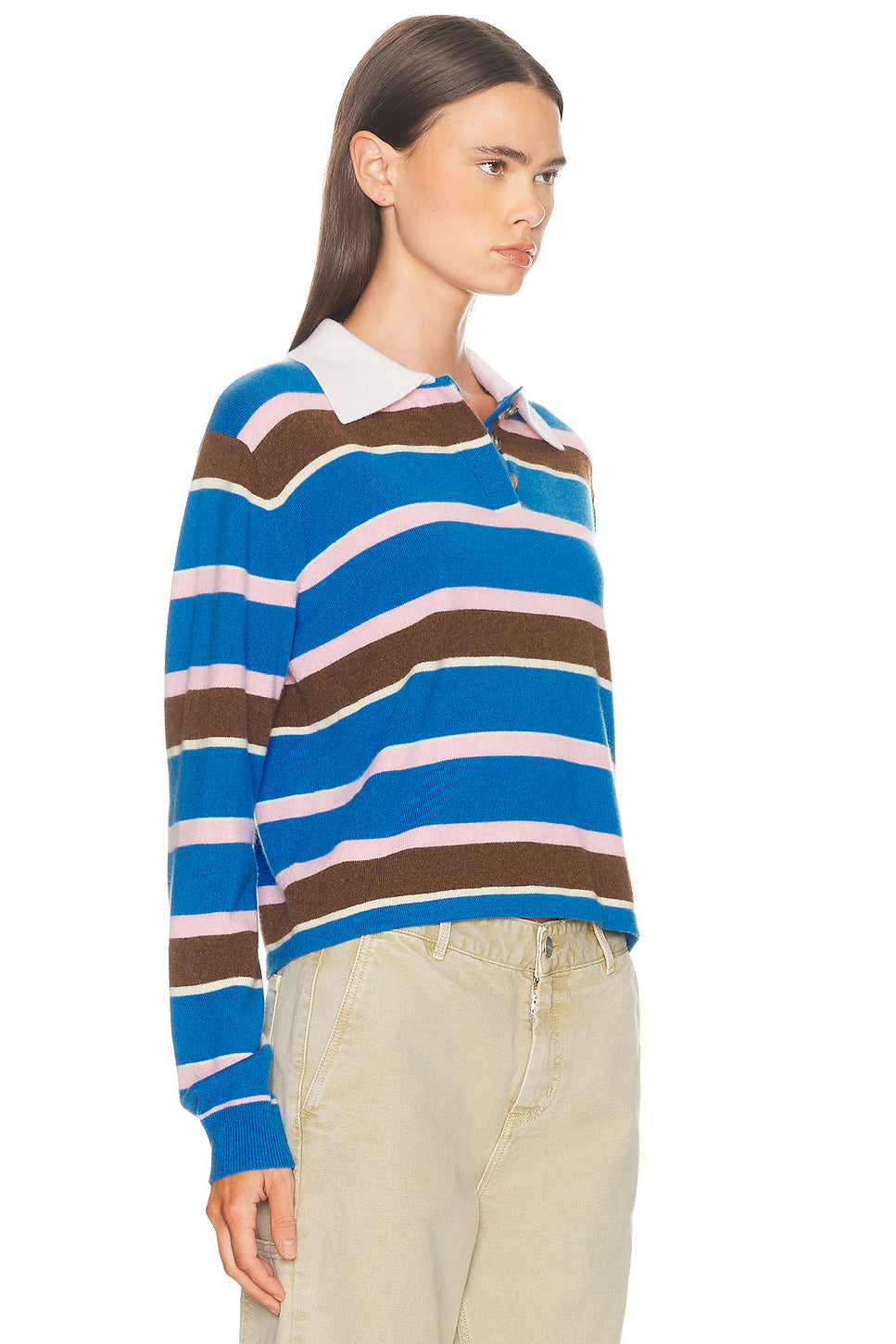 Cropped Stripe Rugby Polo Top