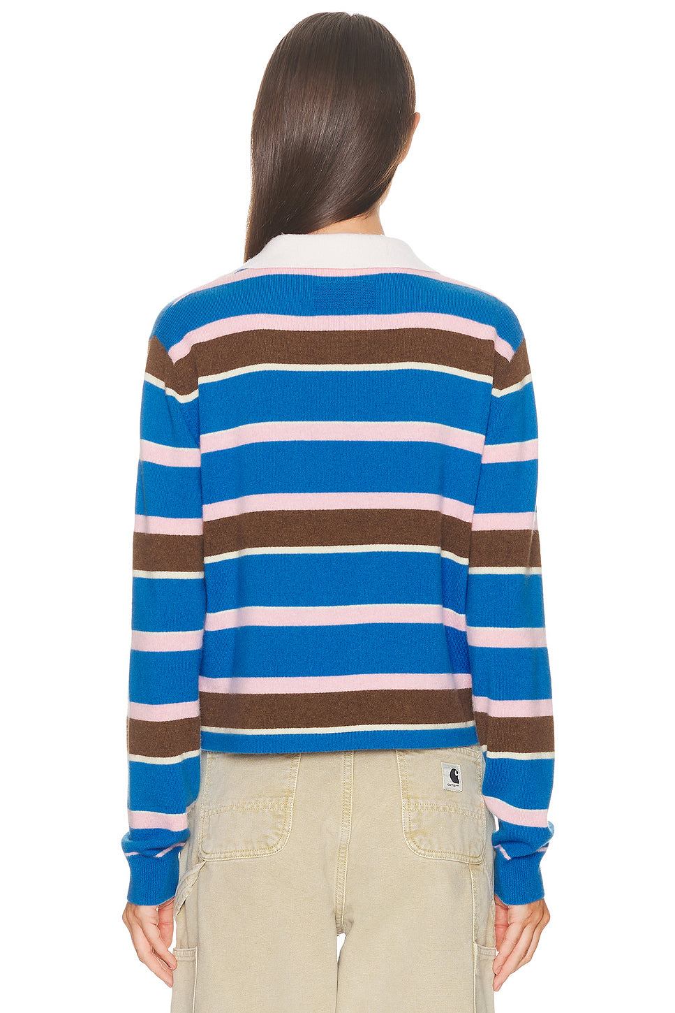 Cropped Stripe Rugby Polo Top