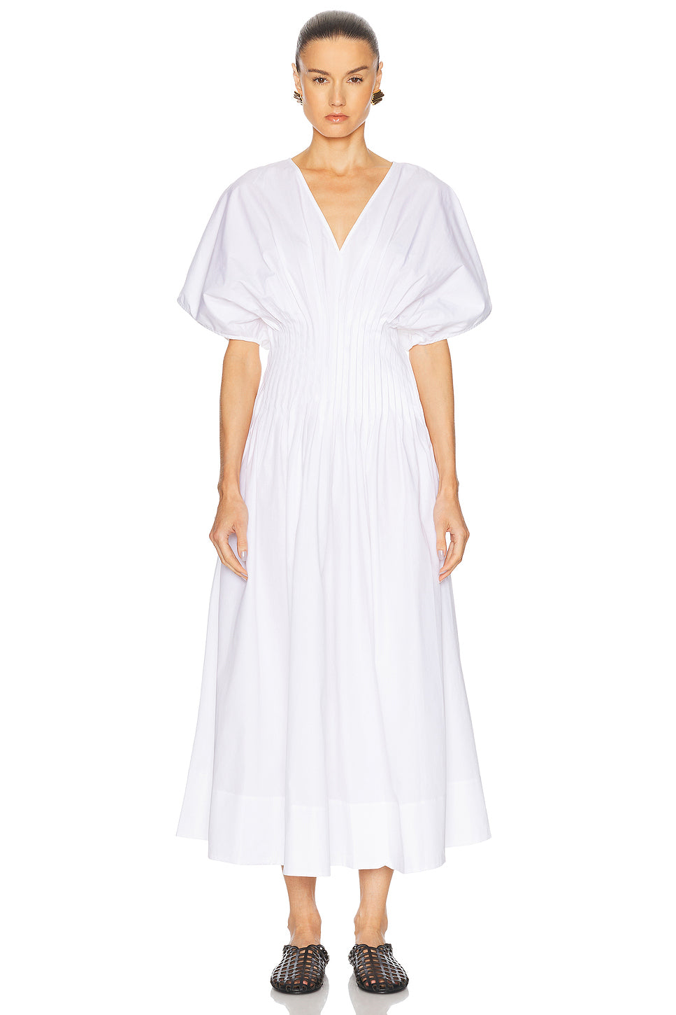 Poplin V Neck Dress