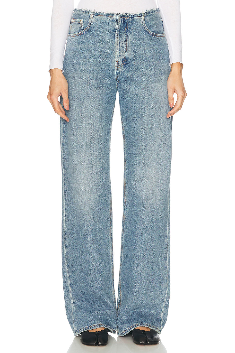 Korea Waistband Straight Leg Jeans