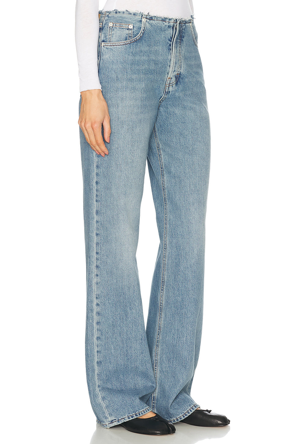 Korea Waistband Straight Leg Jeans