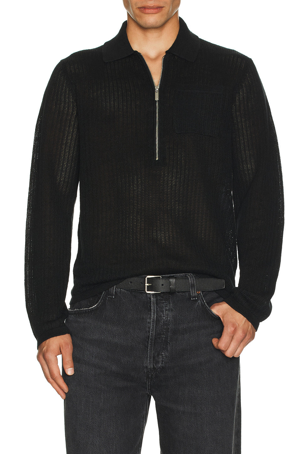 Long Sleeve Zip Polo