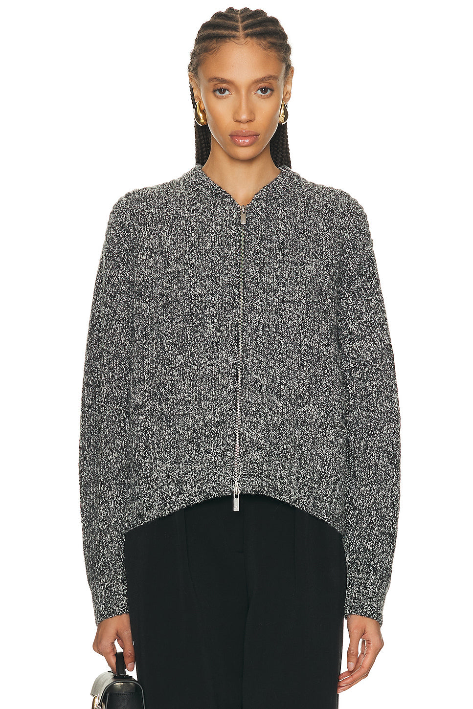 Marled Zip Up Sweater