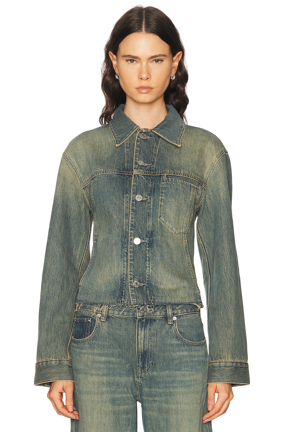 Crop Tucker Denim Jacket