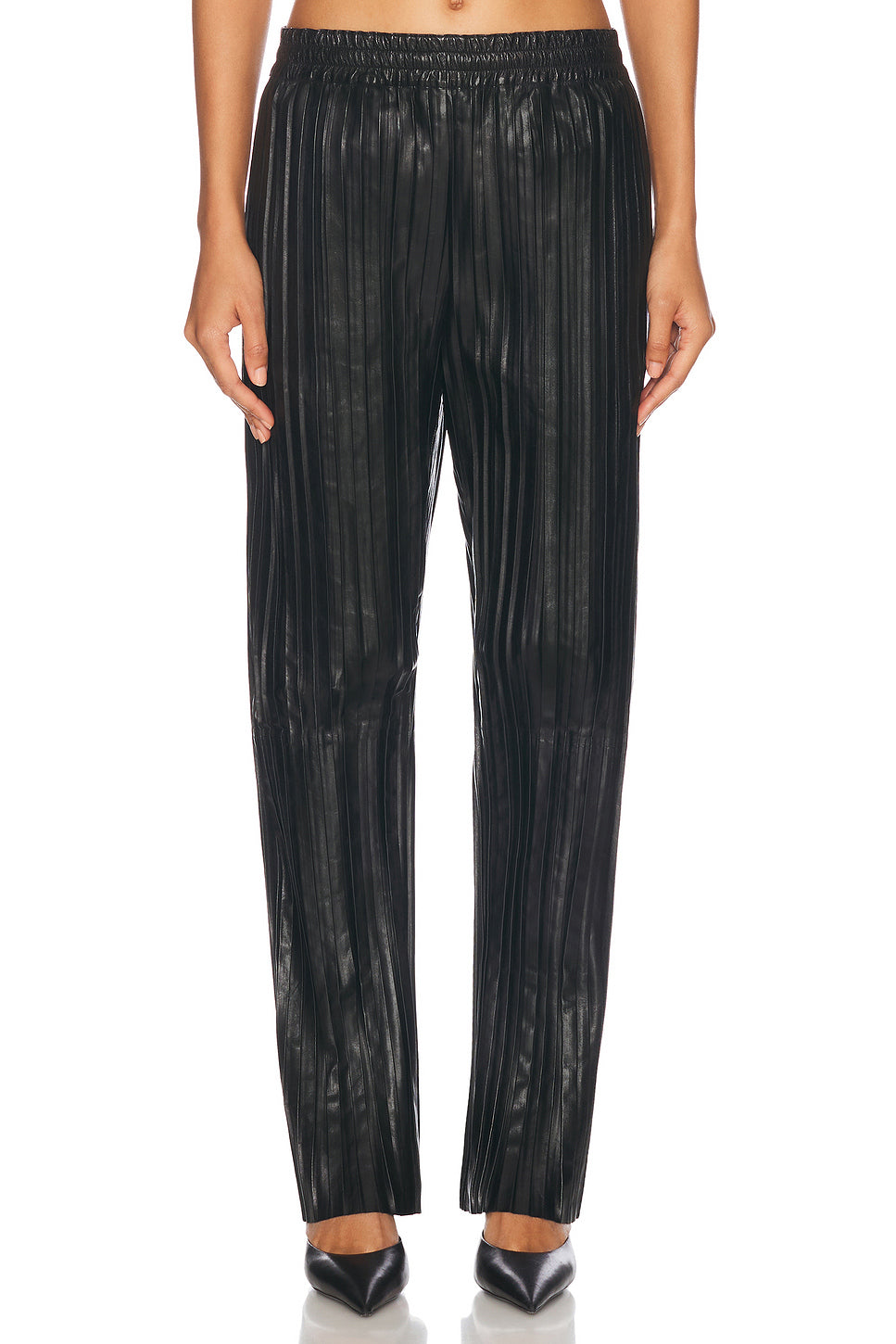 Pleated Leather Pant