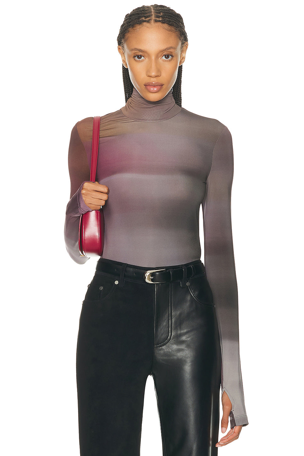 Long Sleeve Turtleneck Ombre Top