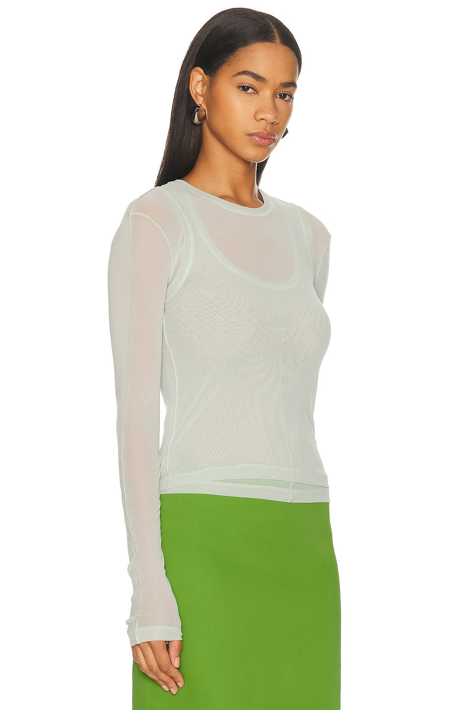 Mesh Layered Long Sleeve Top