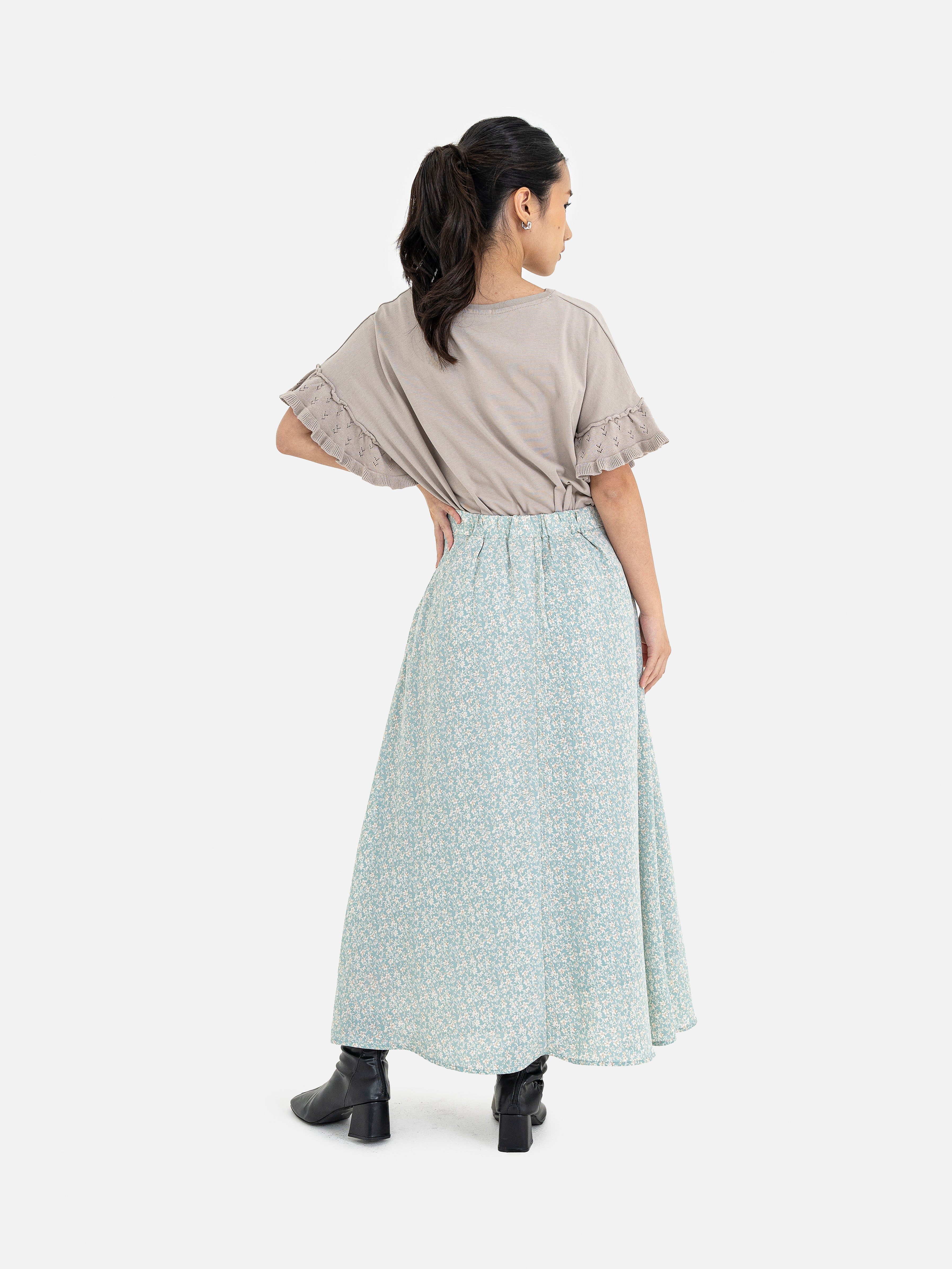 Hanano Flower Print Flared Skirt