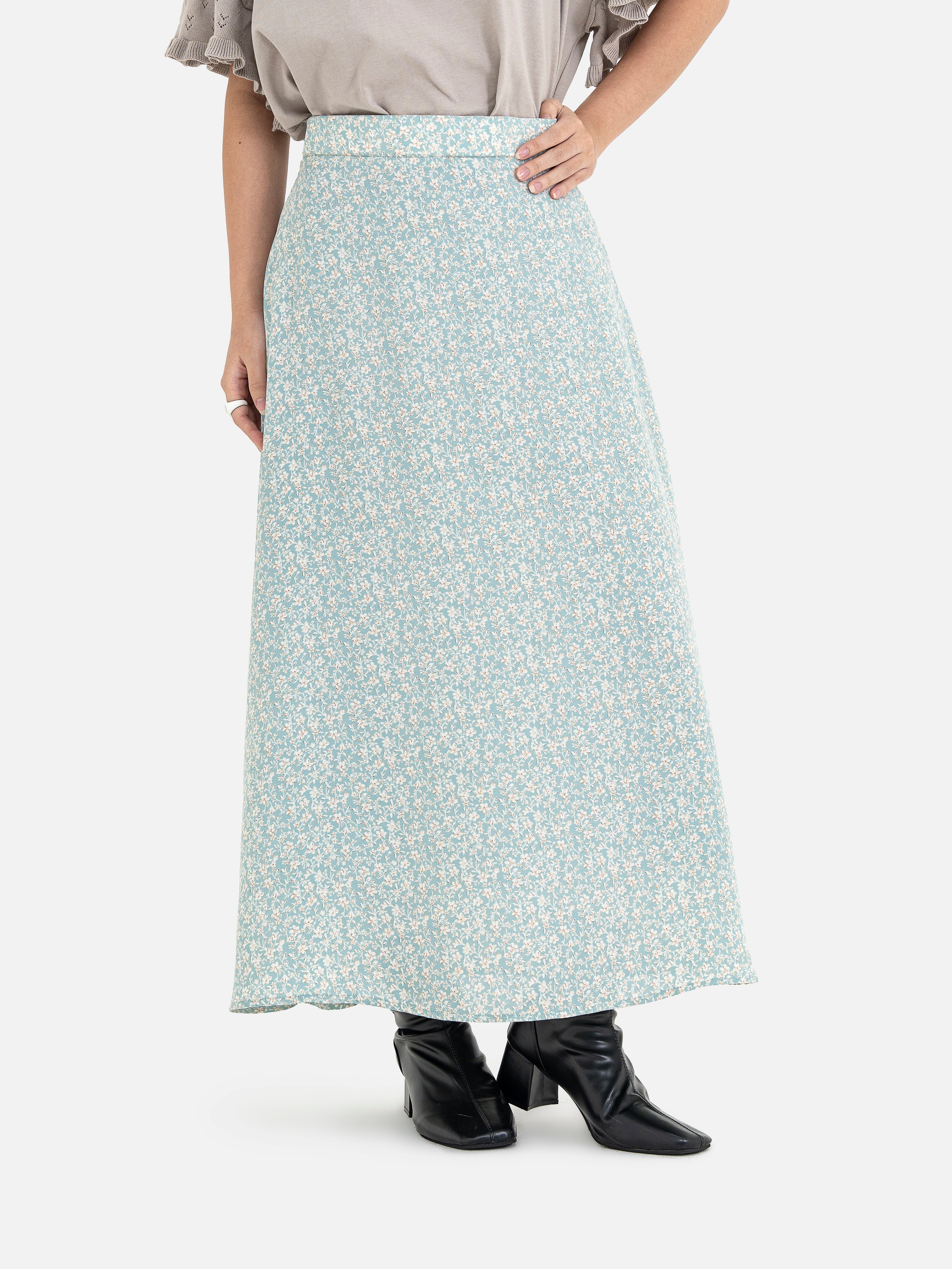 Hanano Flower Print Flared Skirt