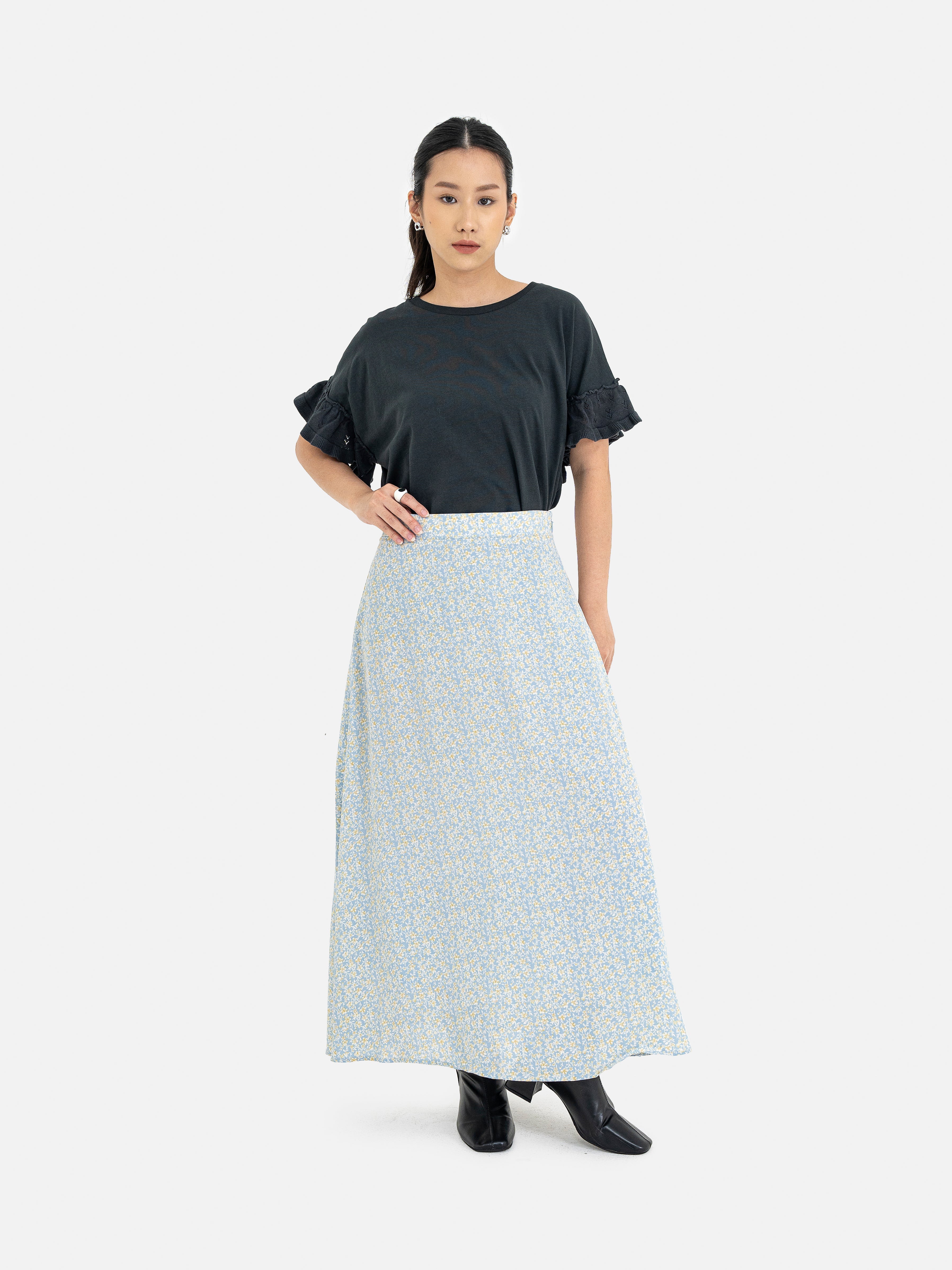 Hanano Flower Print Flared Skirt
