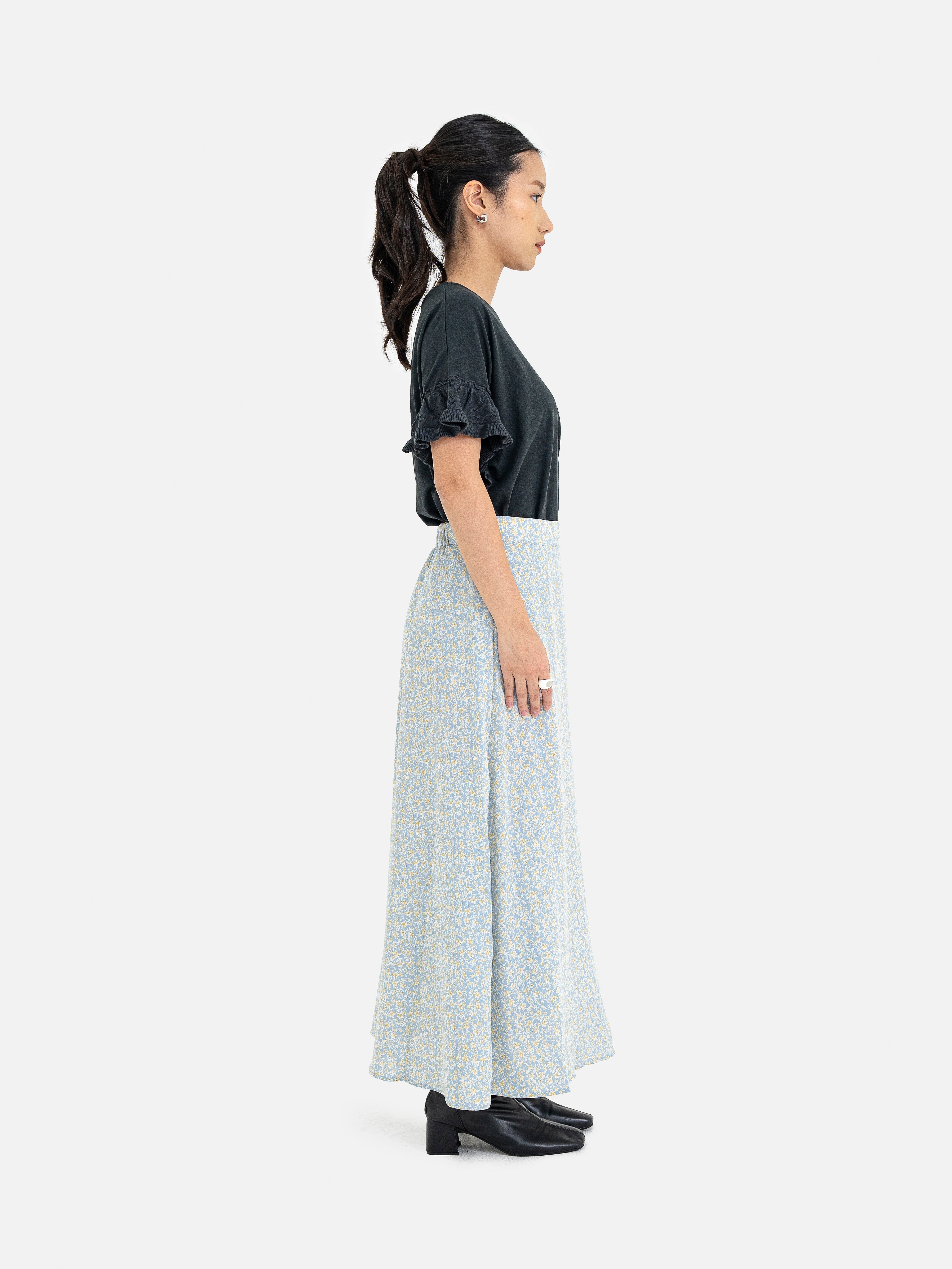 Hanano Flower Print Flared Skirt