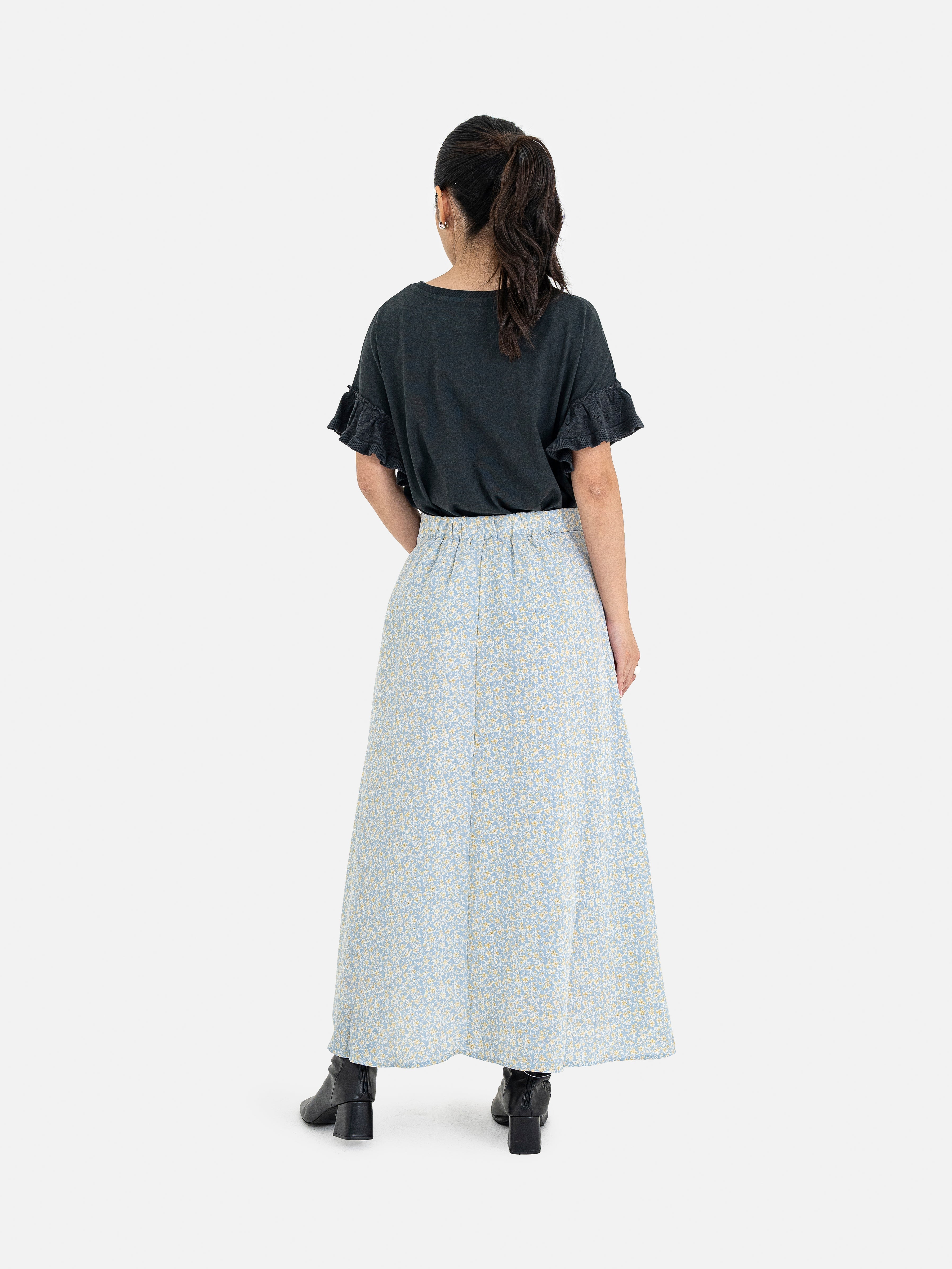 Hanano Flower Print Flared Skirt