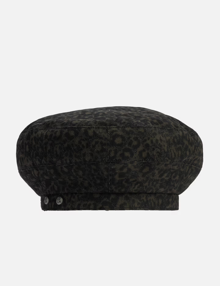 "Marco" Leopard Denim Beret