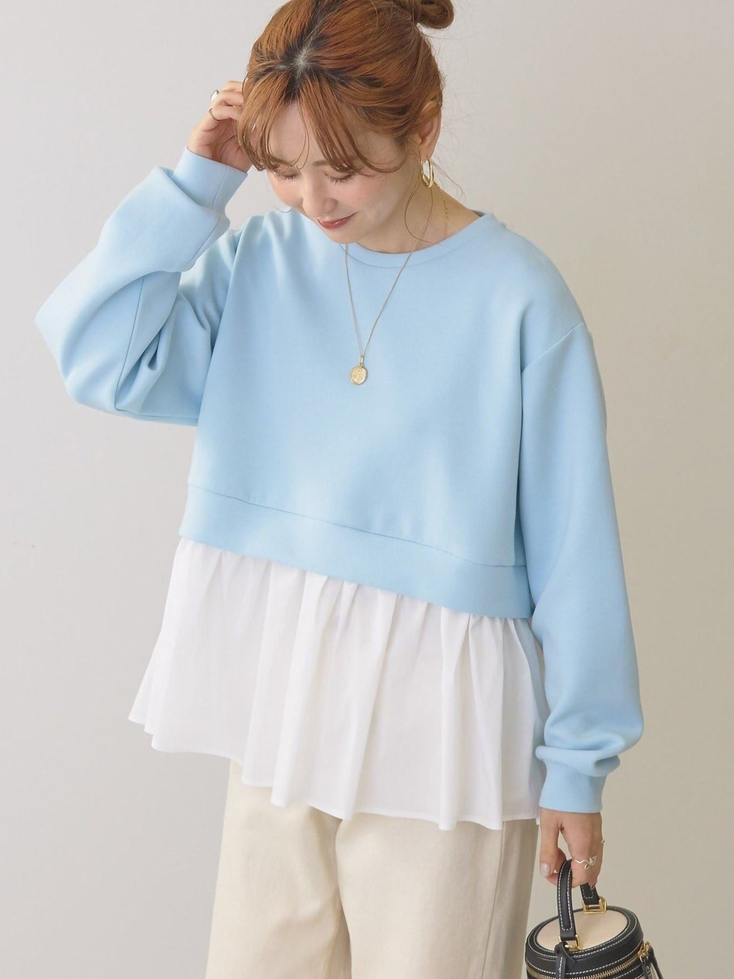 Hideki Mixed-Material Tiered Pullover