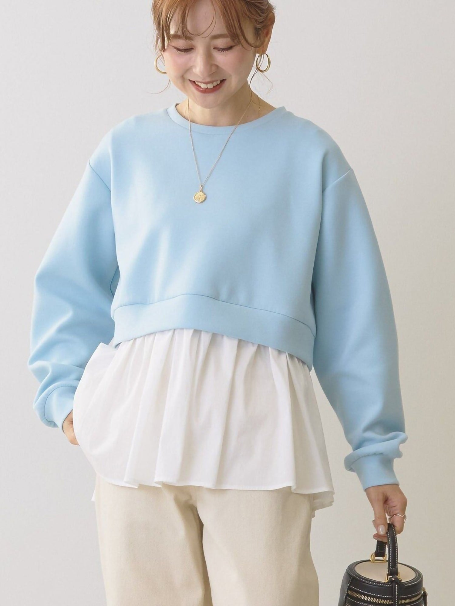 Hideki Mixed-Material Tiered Pullover