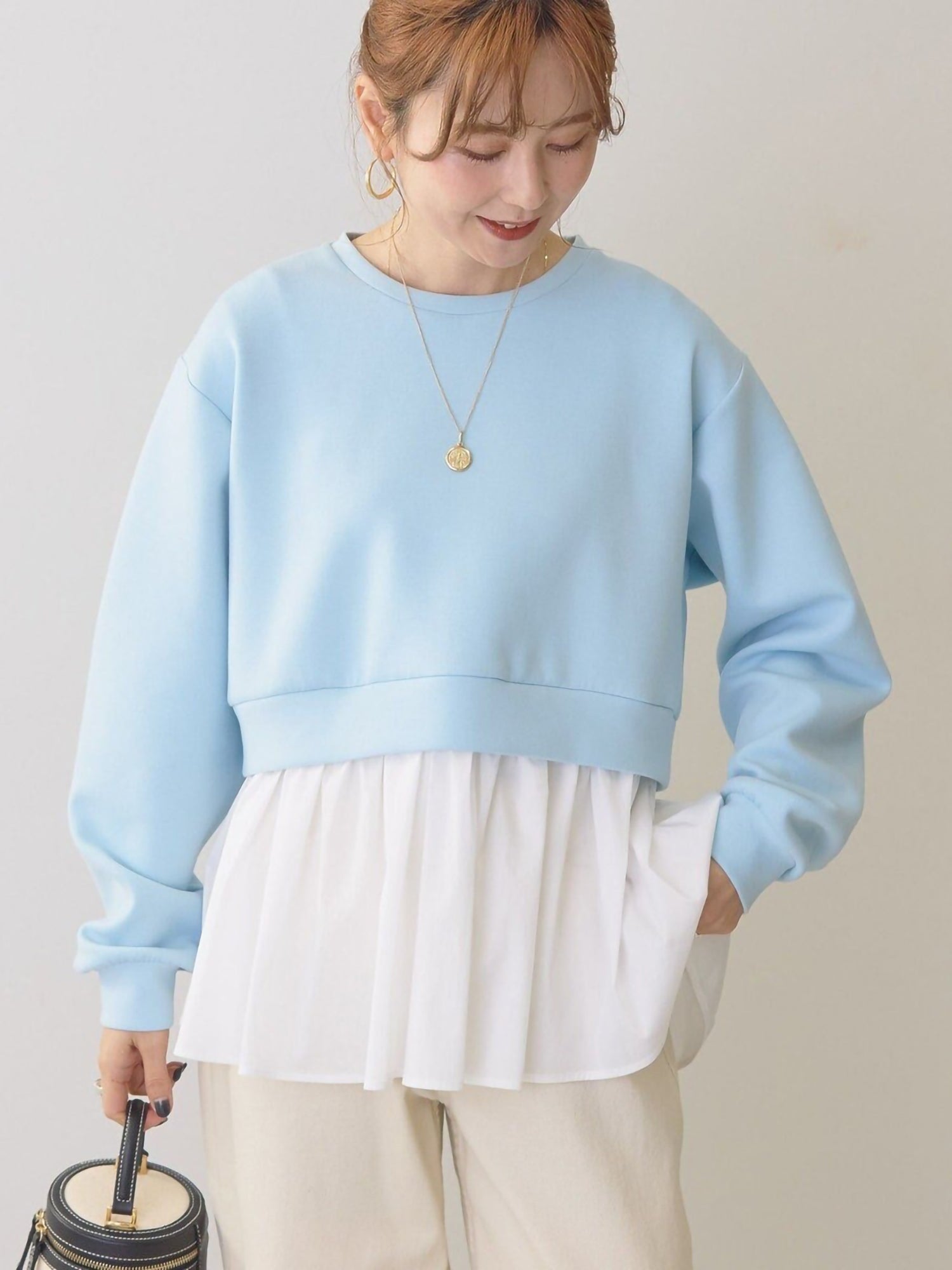 Hideki Mixed-Material Tiered Pullover