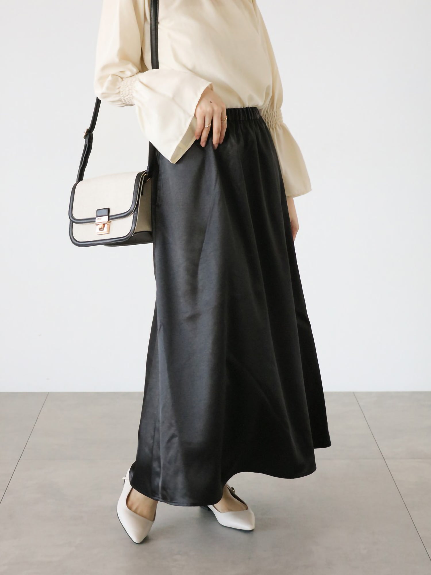Hideko Satin Flared Skirt