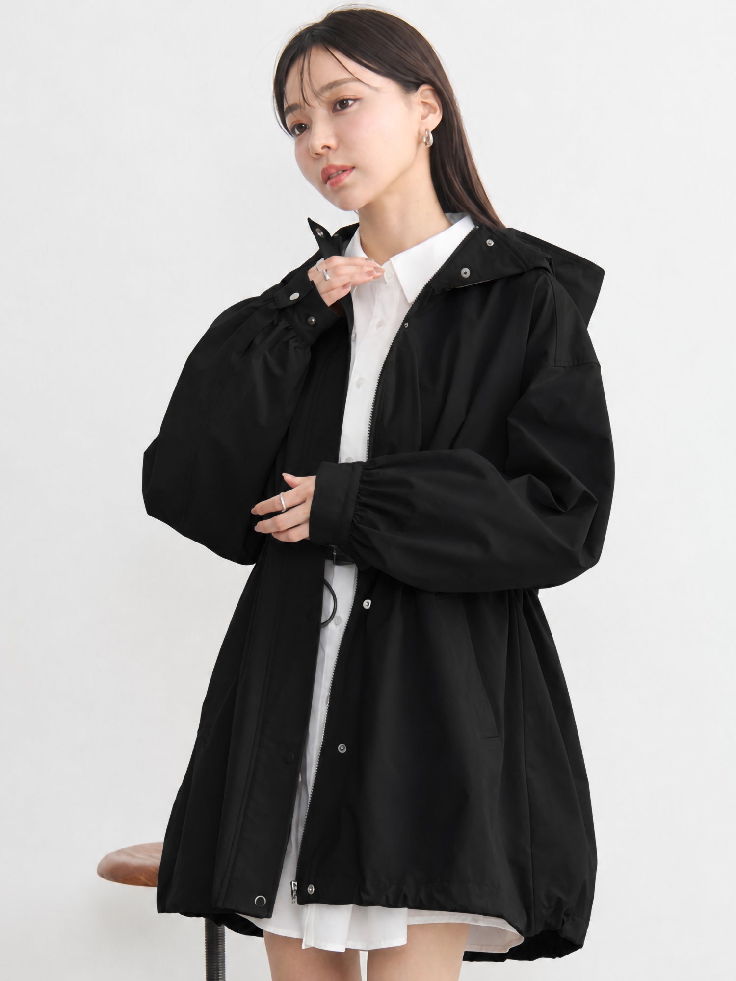 Himo Drawstring Mid-Length Hoodie