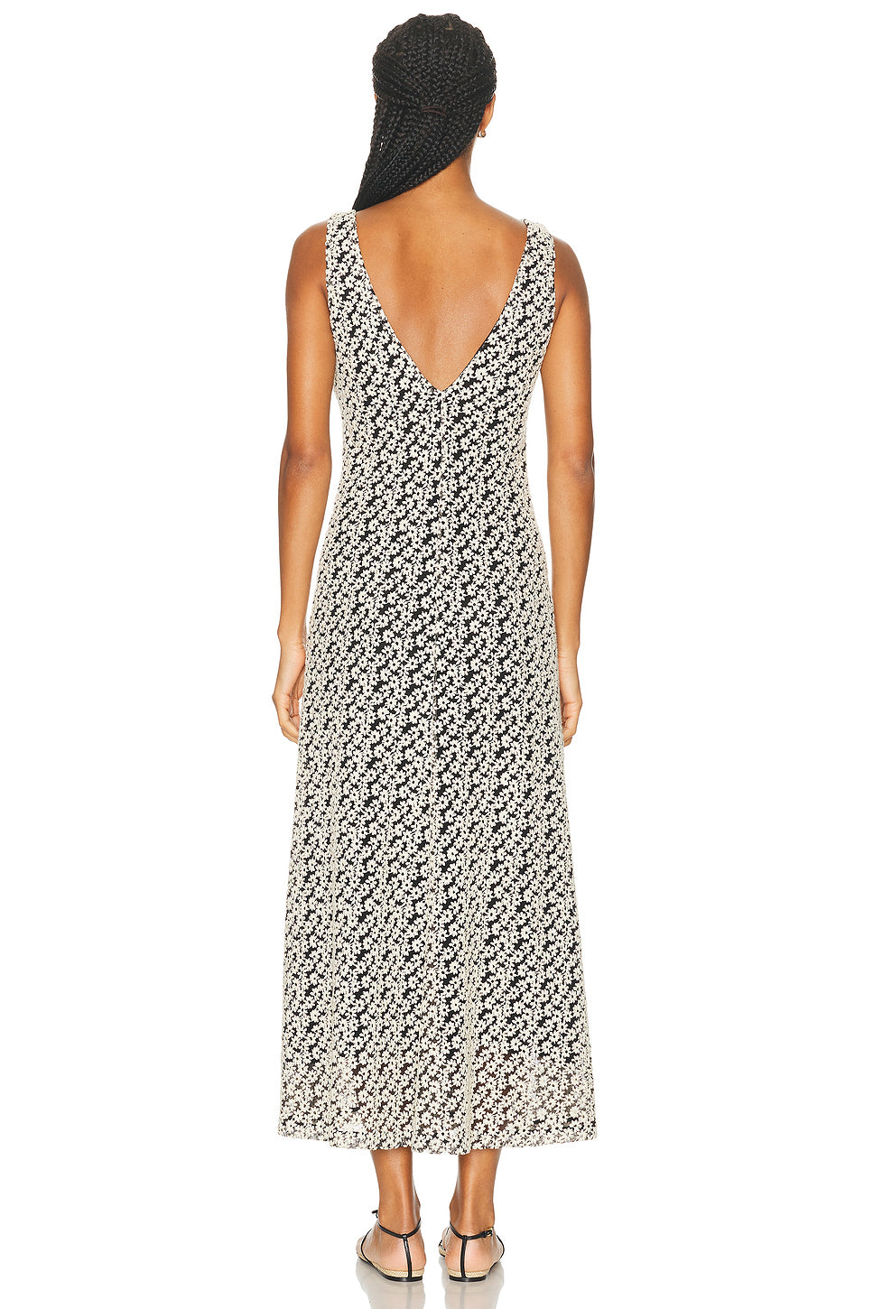 Sonia Dress in Ecru/black