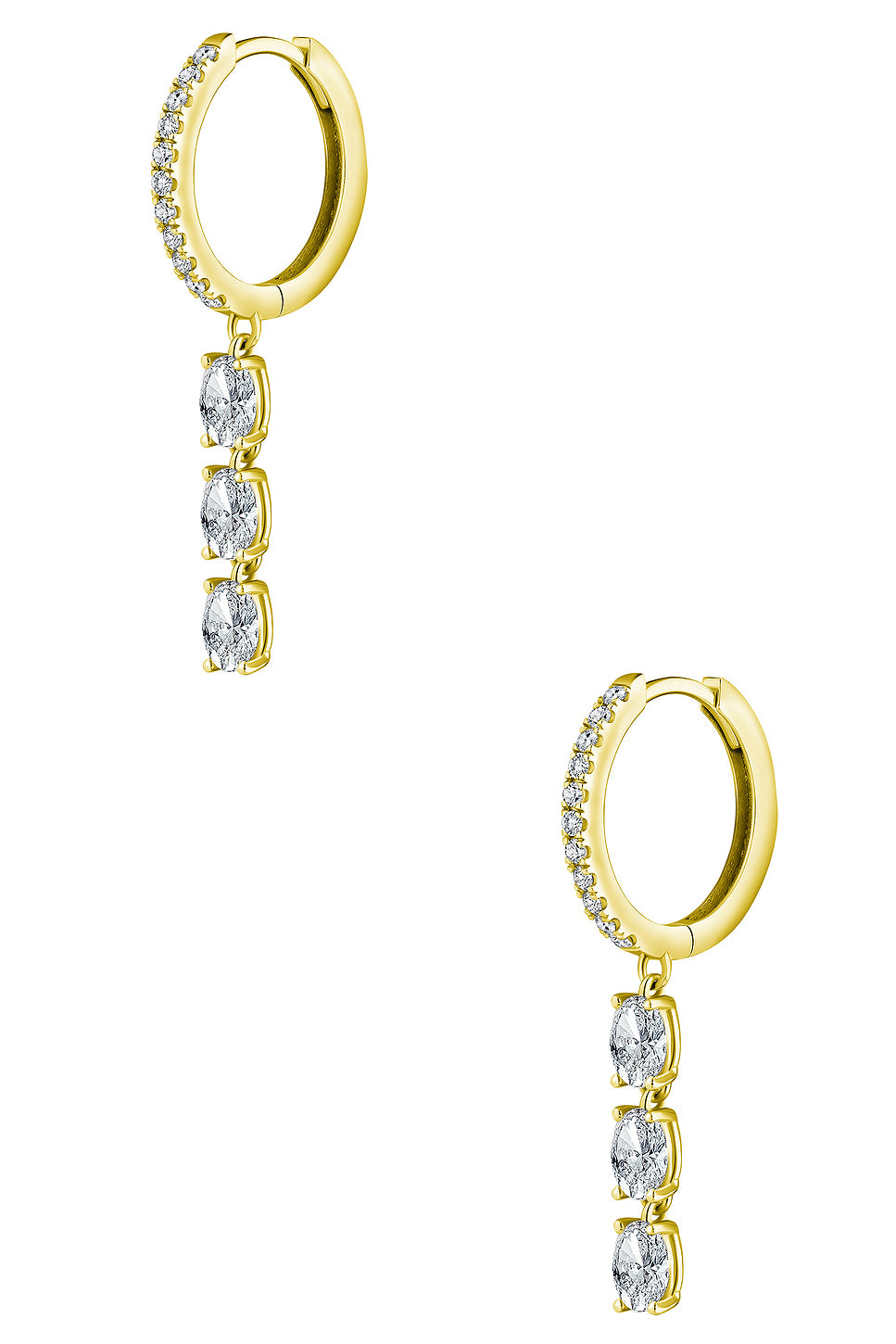 Huggie Diamond Oval Drop Earrings