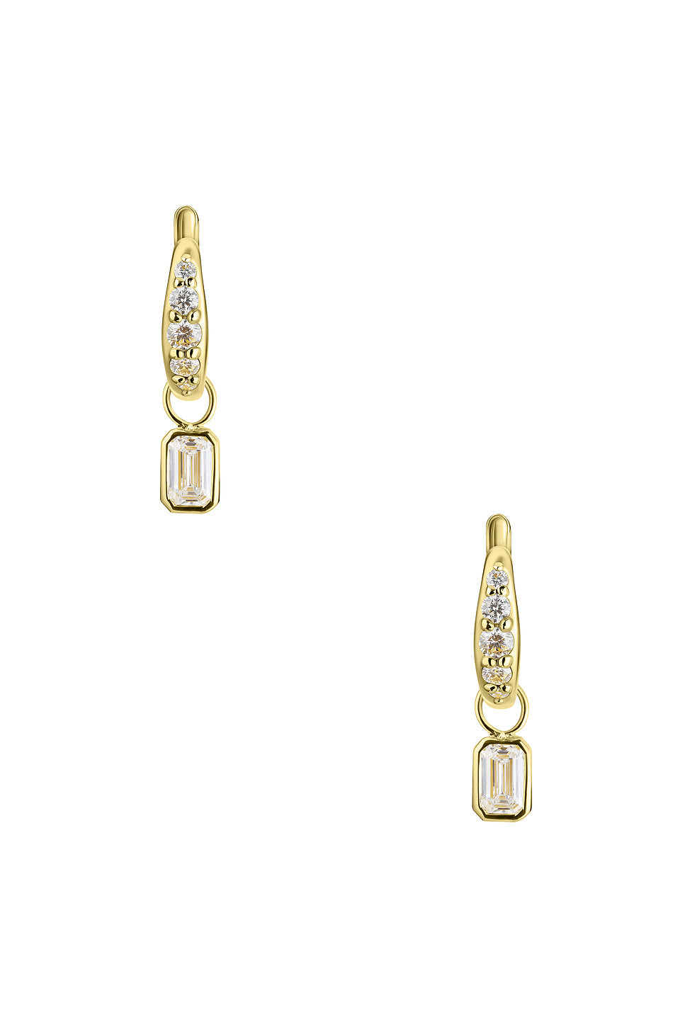 Emerald Diamond Charm Pave Huggie Earrings