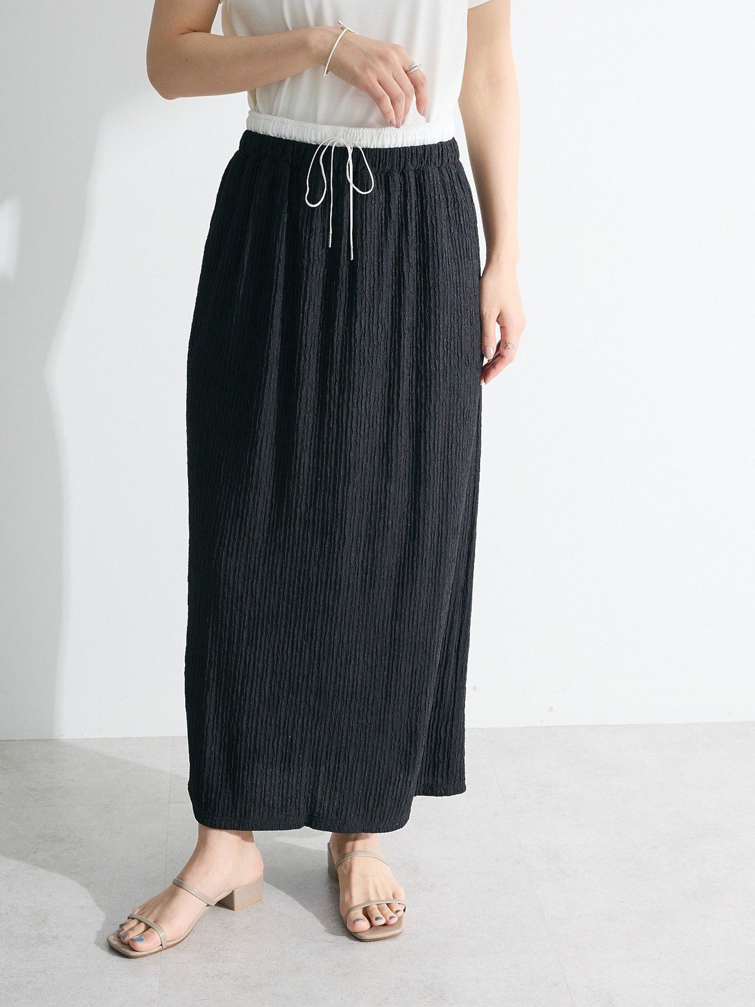 Isora Double-Waist Layered Easy Narrow Skirt