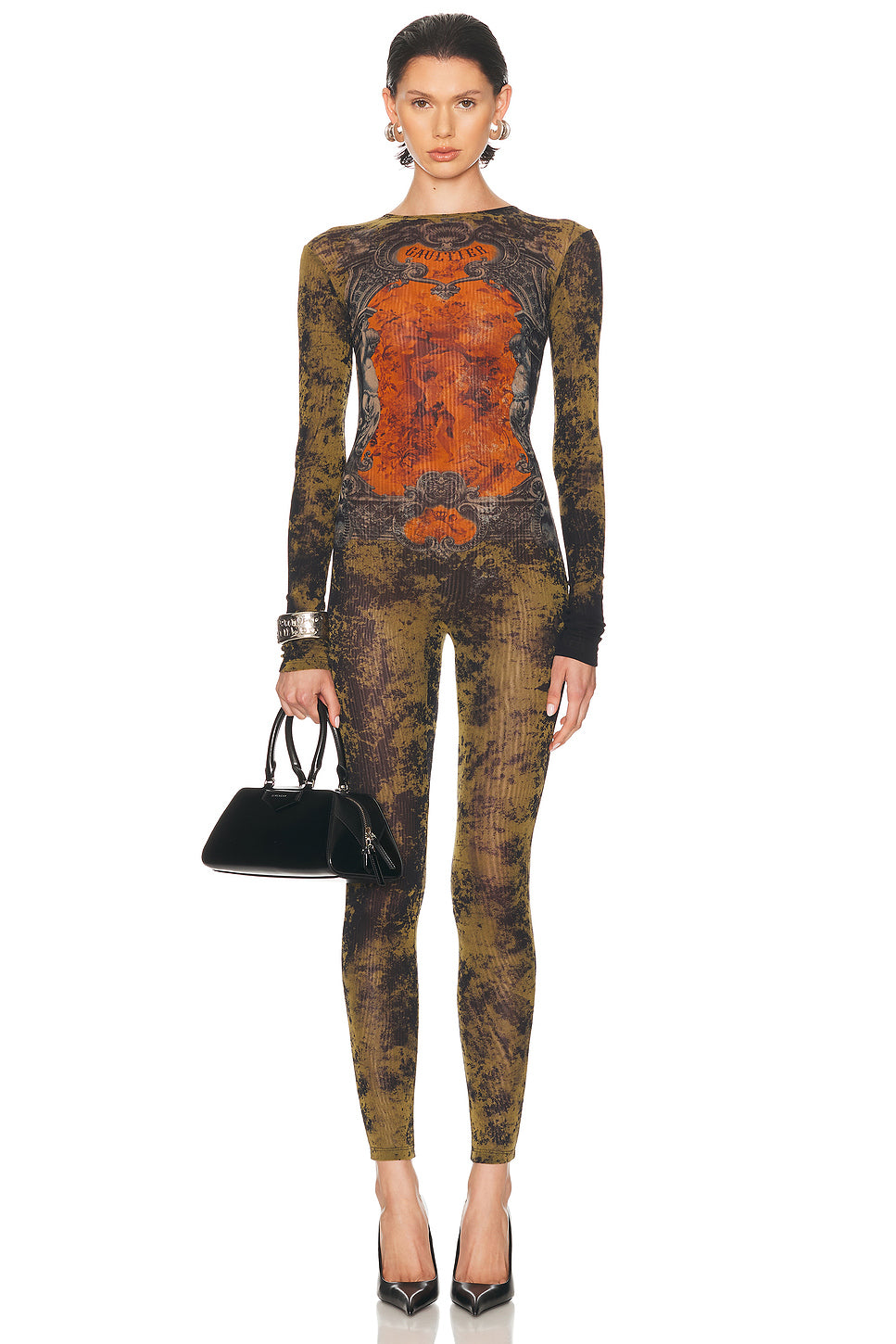 Médaillon Mesh Printed Catsuit