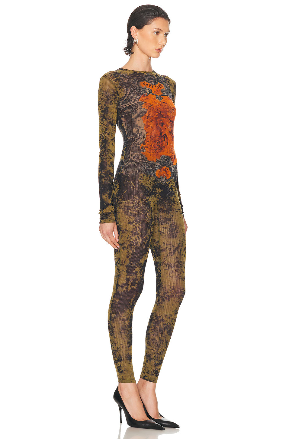 Médaillon Mesh Printed Catsuit