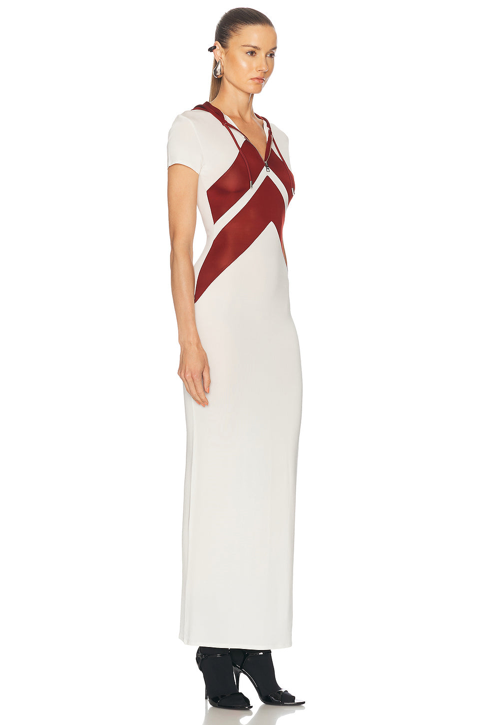 Inlaid Chevron Long Dress