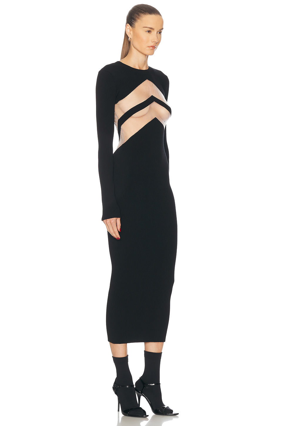 Transparent Chevron Long Dress