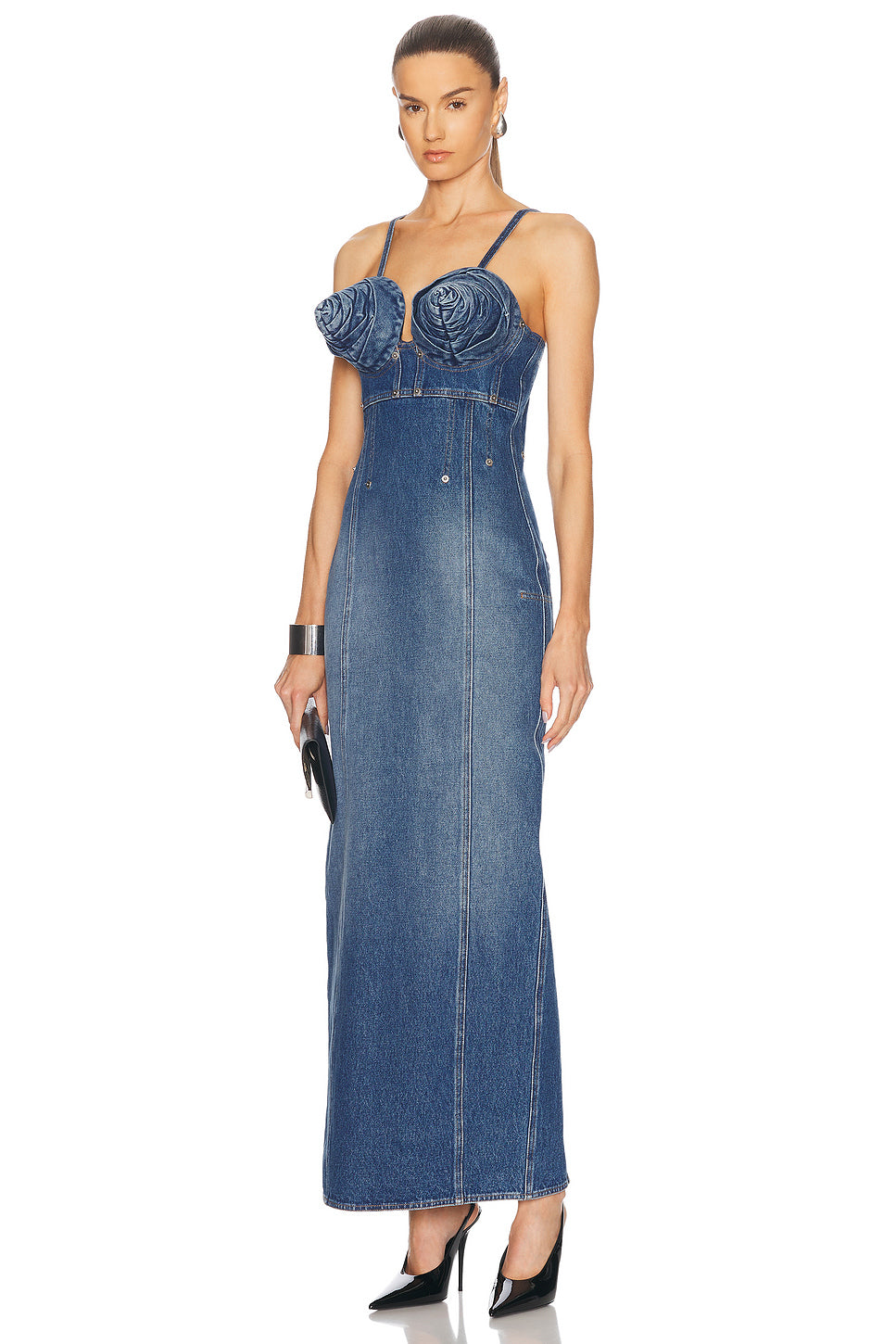 Conic Cups Long Denim Dress