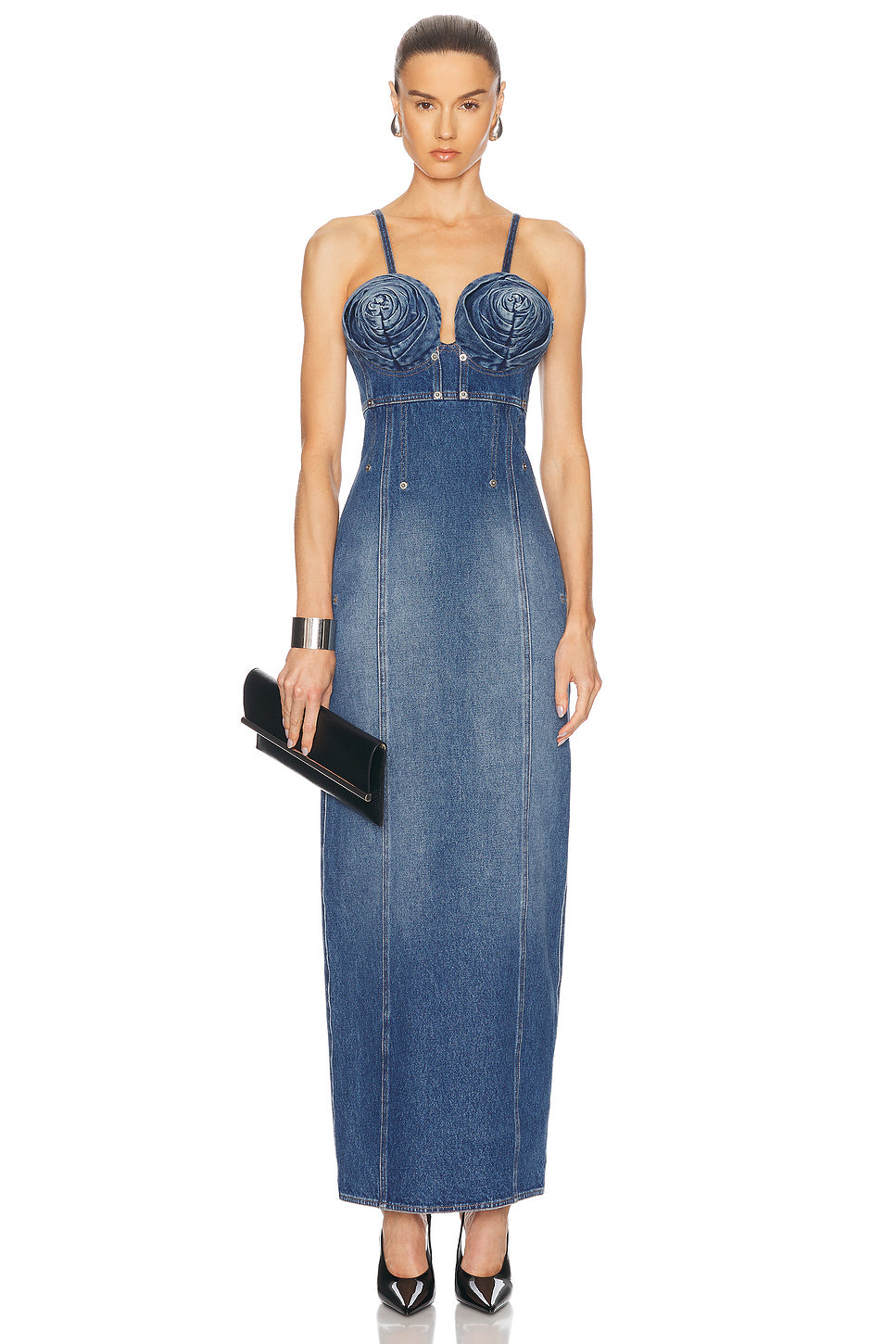 Conic Cups Long Denim Dress