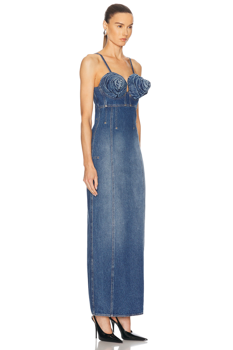 Conic Cups Long Denim Dress