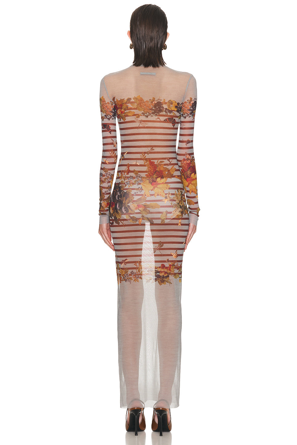 Mesh Printed Marinière Grape Long Dress