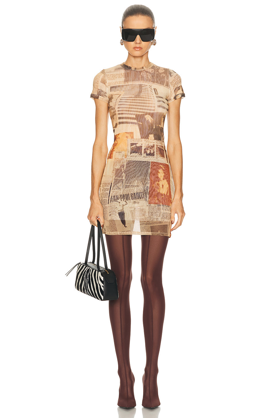 Mesh Printed Journal Short Dress