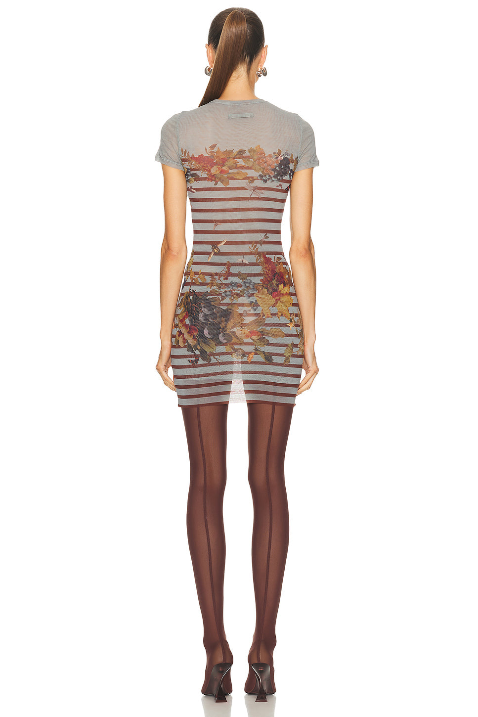 Mesh Printed Mariniére Grape Short Dress
