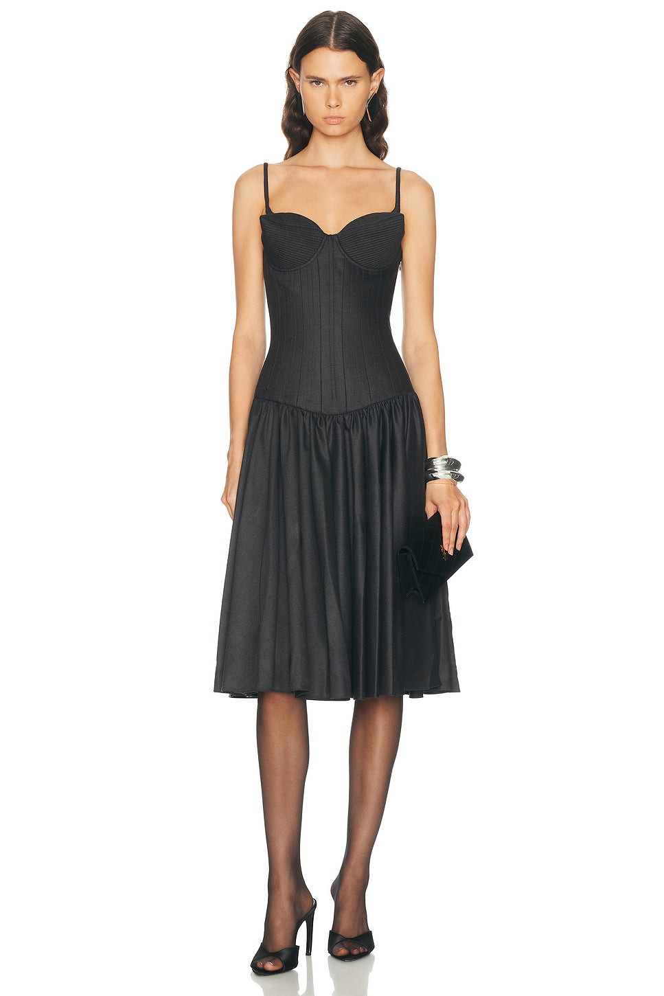 Flat Conic Cup Detail Midi Dress