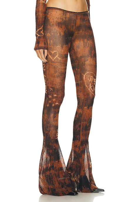 X KNWLS Low Waisted Scratch Wood Flare Legging